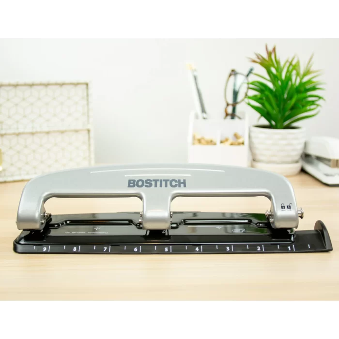 Bostitch 3-Hole Punch, 12 Sheet Capacity, Silver/Black (HP12) - Image 3